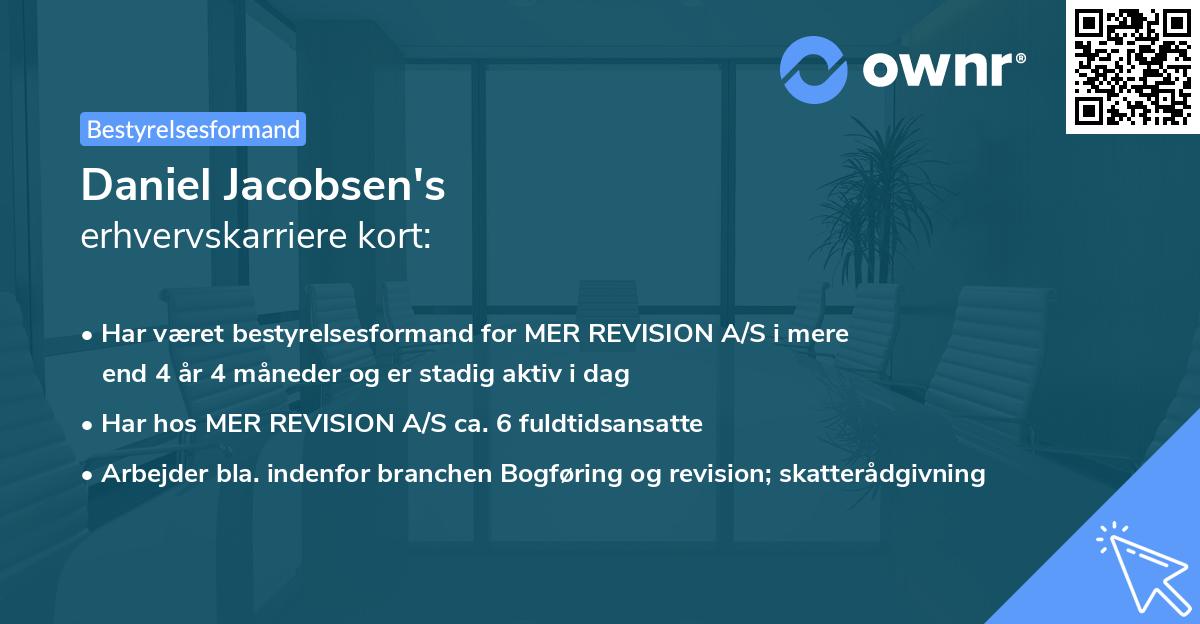 Daniel Jacobsen's erhvervskarriere kort