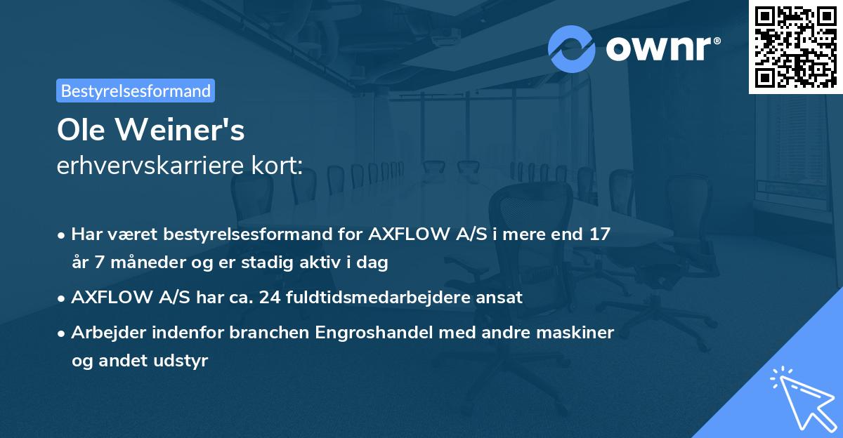 Ole Weiner's erhvervskarriere kort