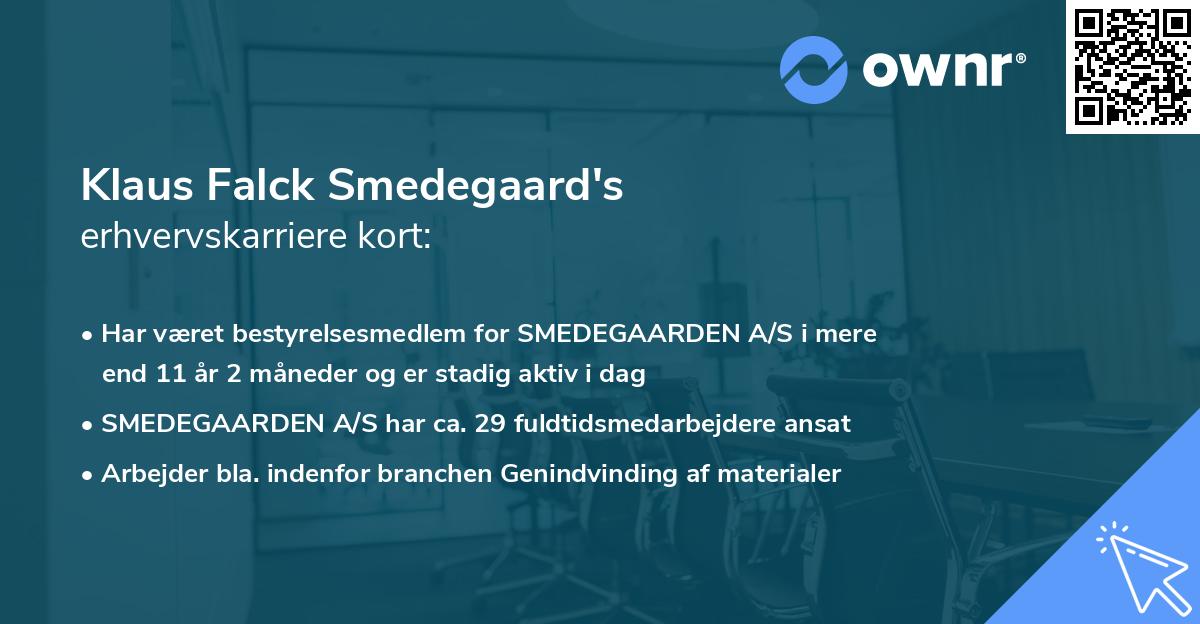 Klaus Falck Smedegaard's erhvervskarriere kort