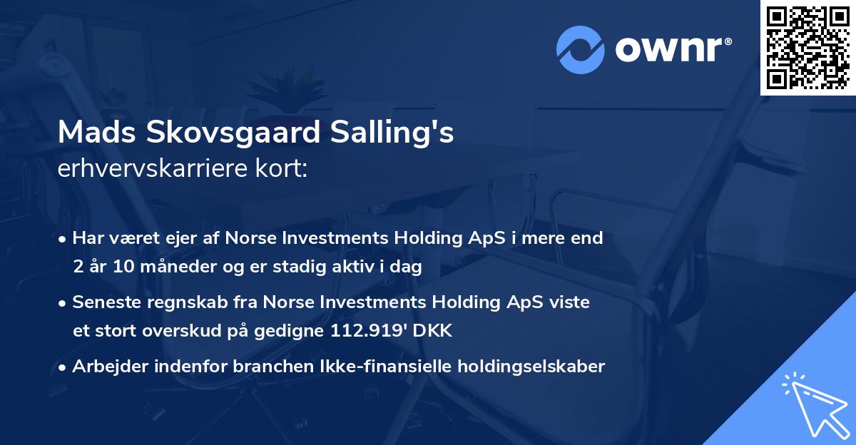 Mads Skovsgaard Salling's erhvervskarriere kort