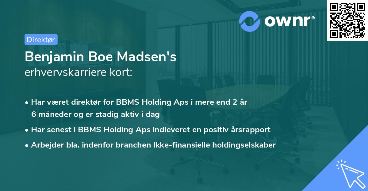Benjamin Boe Madsen's erhvervskarriere kort
