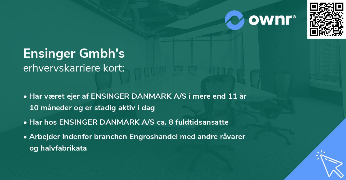 Ensinger Gmbh's erhvervskarriere kort