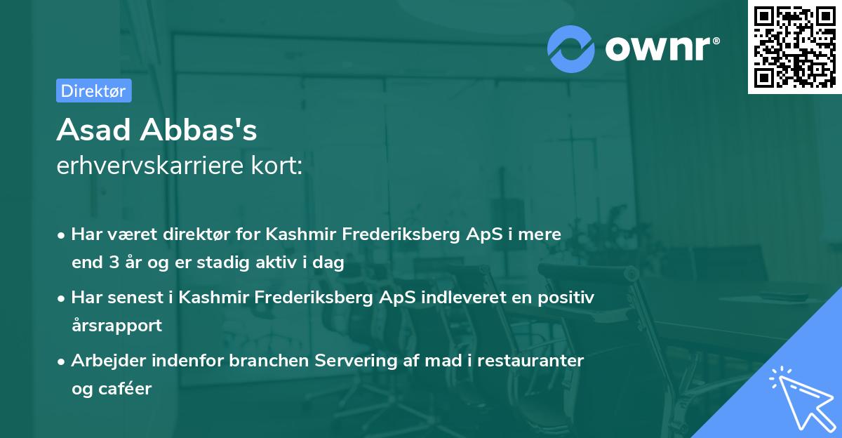 Asad Abbas's erhvervskarriere kort