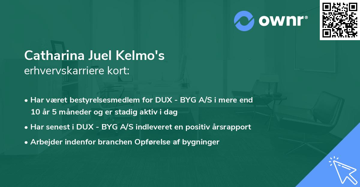 Catharina Juel Kelmo's erhvervskarriere kort