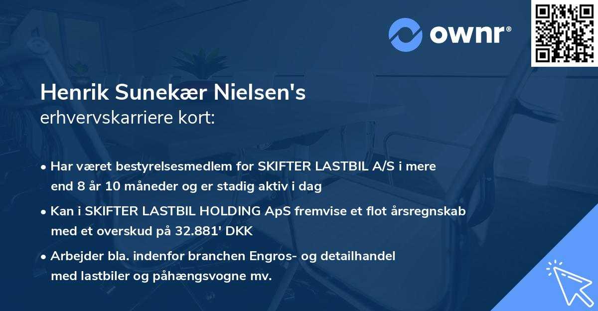 Henrik Sunekær Nielsen's erhvervskarriere kort