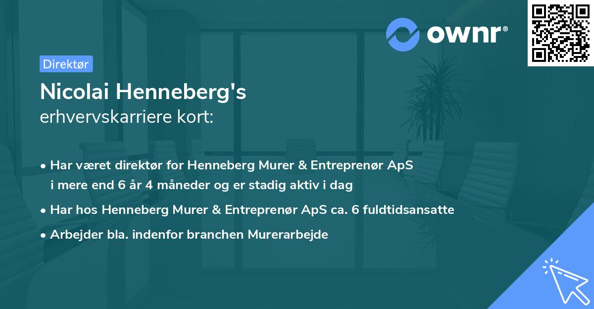 Nicolai Henneberg's erhvervskarriere kort