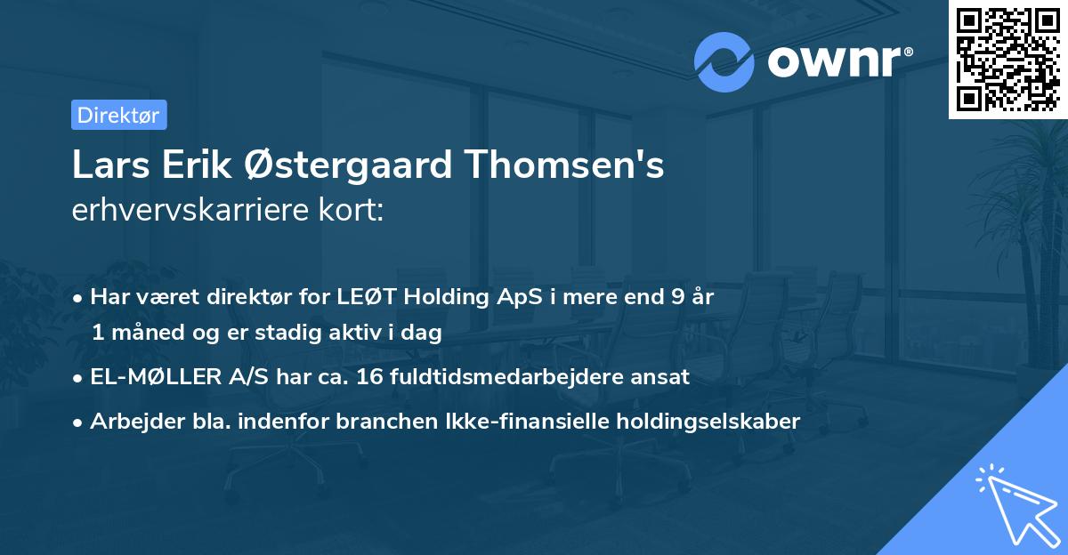 Lars Erik Østergaard Thomsen's erhvervskarriere kort