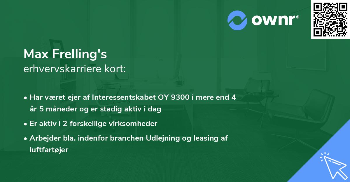 Max Frelling's erhvervskarriere kort
