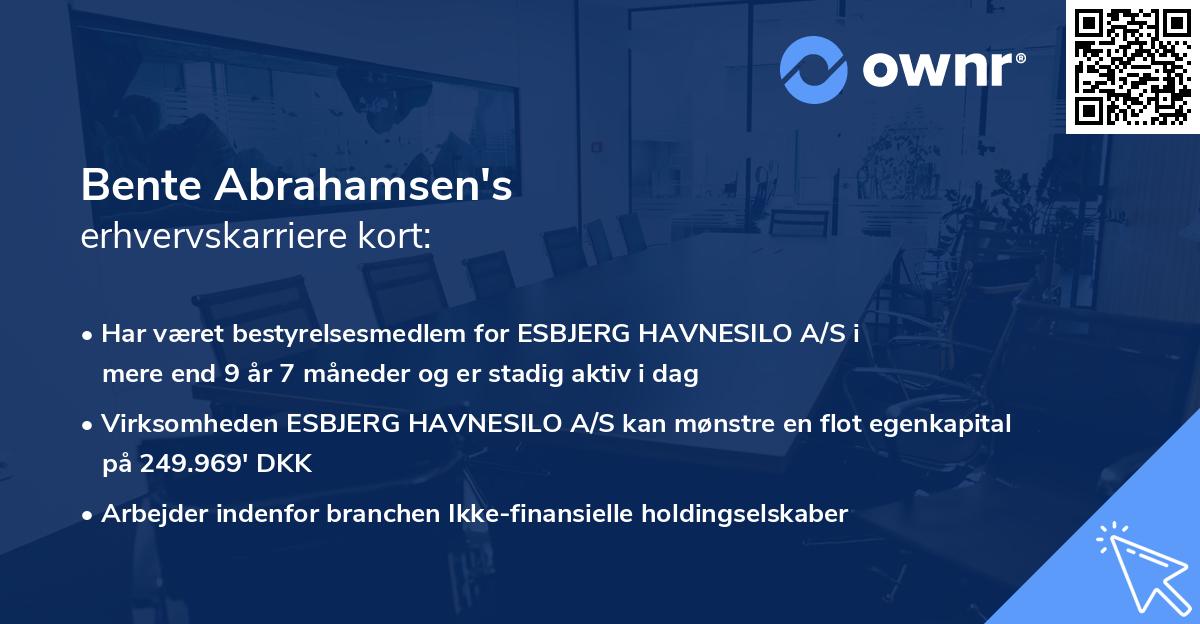 Bente Abrahamsen's erhvervskarriere kort