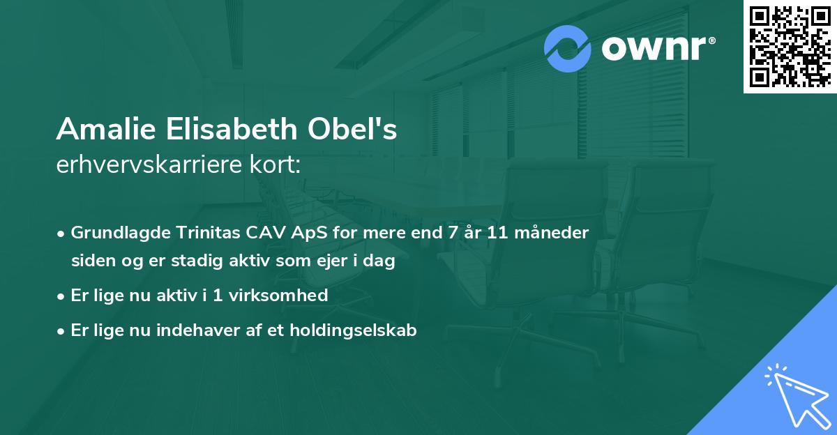 Amalie Elisabeth Obel's erhvervskarriere kort