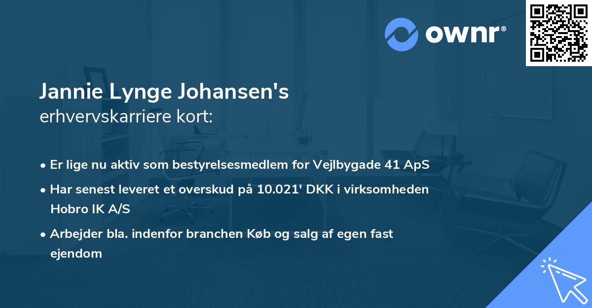 Jannie Lynge Johansen's erhvervskarriere kort
