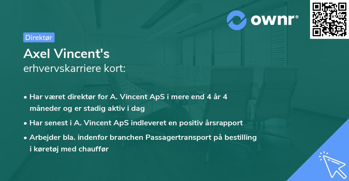 Axel Vincent's erhvervskarriere kort