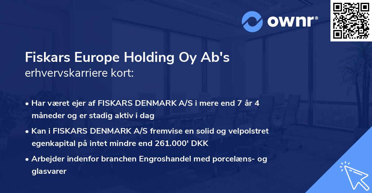 Fiskars Europe Holding Oy Ab's erhvervskarriere kort