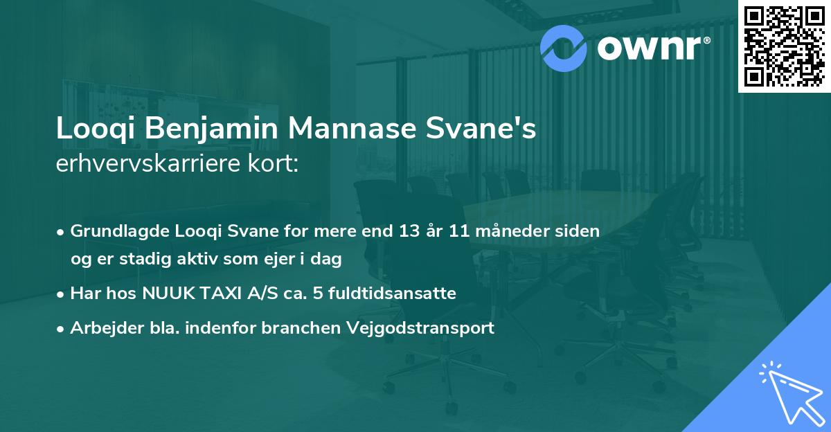 Looqi Benjamin Mannase Svane's erhvervskarriere kort