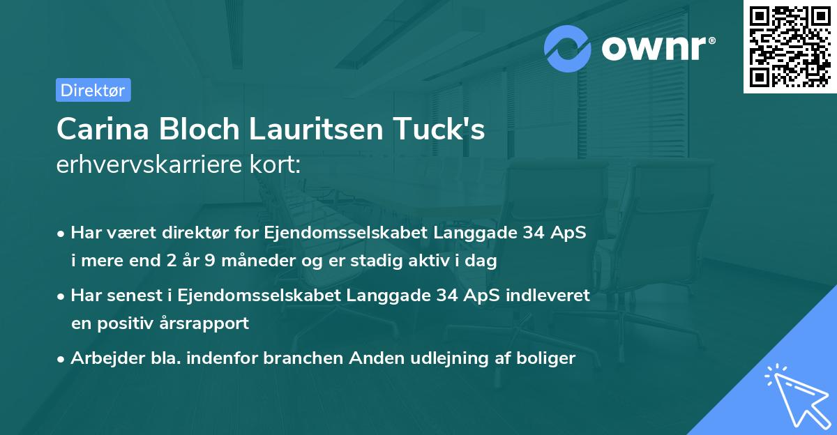 Carina Bloch Lauritsen Tuck's erhvervskarriere kort