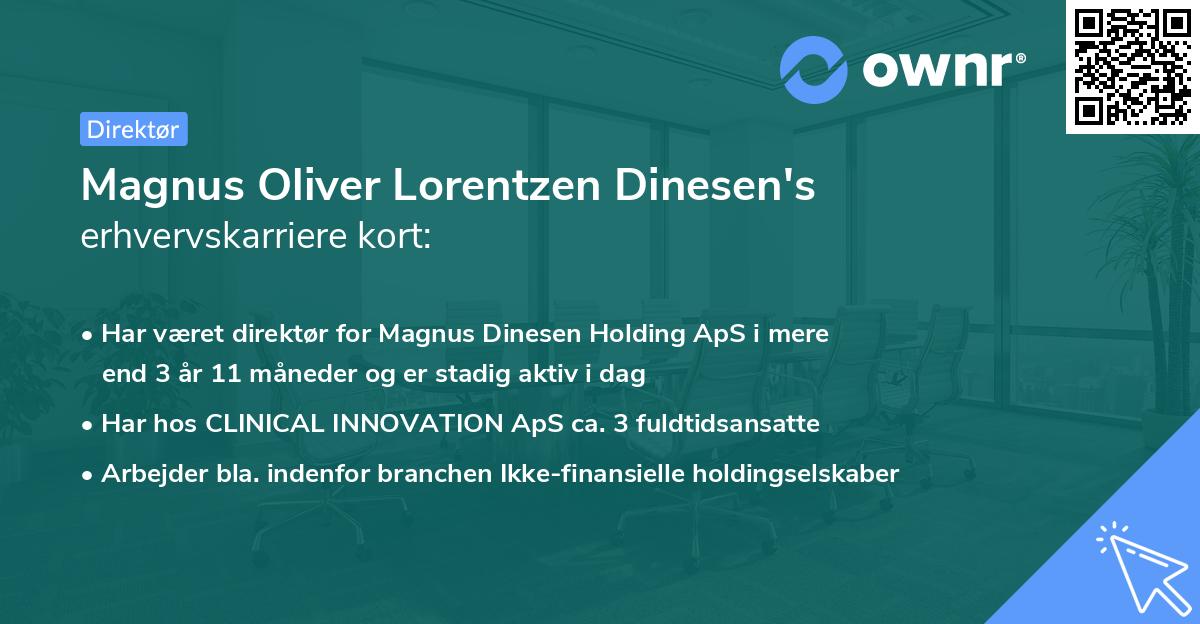 Magnus Oliver Lorentzen Dinesen's erhvervskarriere kort