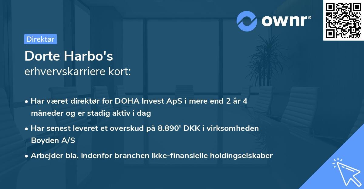 Dorte Harbo's erhvervskarriere kort