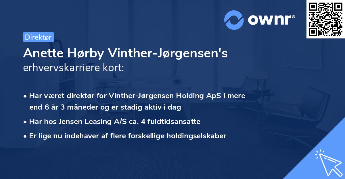 Anette Hørby Vinther-Jørgensen's erhvervskarriere kort