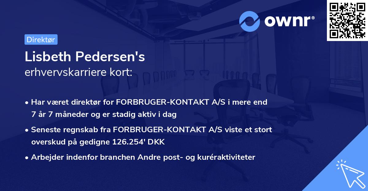 Lisbeth Pedersen's erhvervskarriere kort