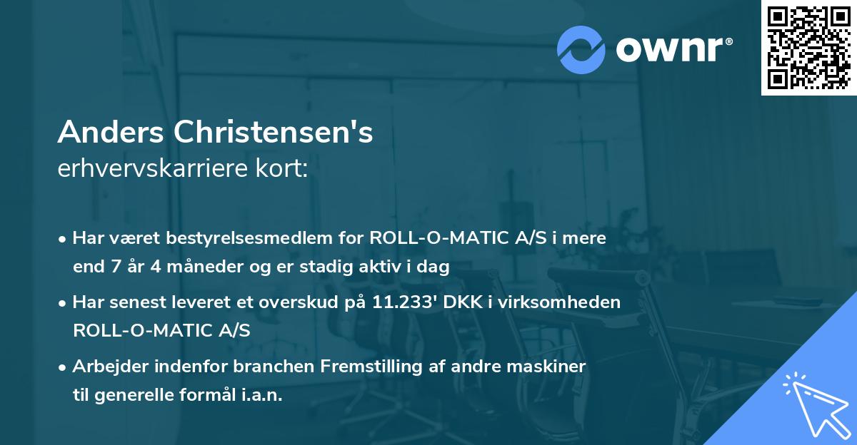 Anders Christensen's erhvervskarriere kort
