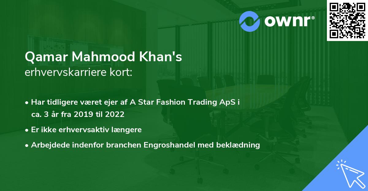 Qamar Mahmood Khan's erhvervskarriere kort