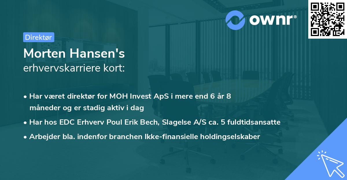 Morten Hansen's erhvervskarriere kort