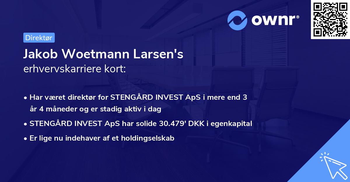 Jakob Woetmann Larsen's erhvervskarriere kort