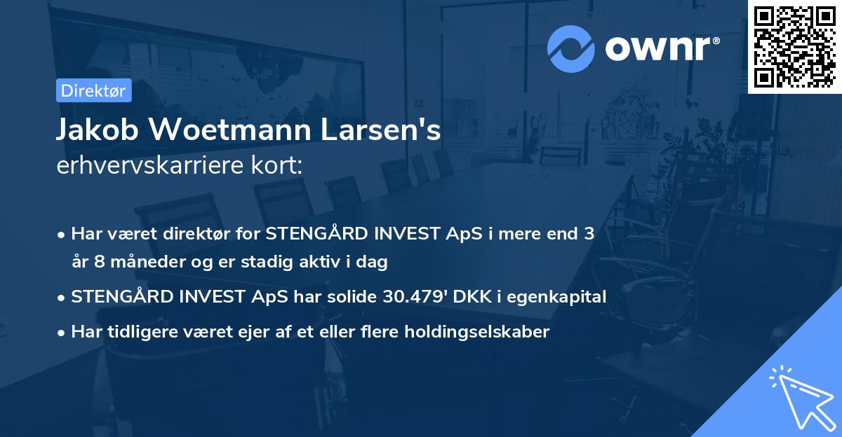 Jakob Woetmann Larsen's erhvervskarriere kort