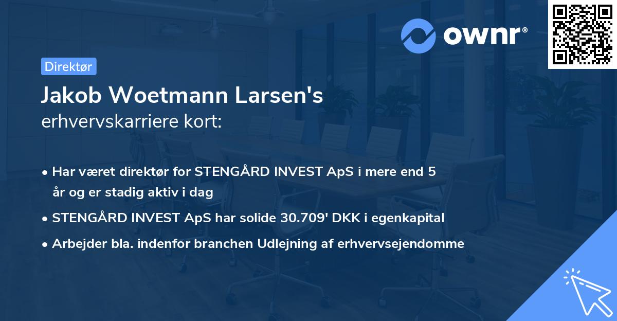 Jakob Woetmann Larsen's erhvervskarriere kort