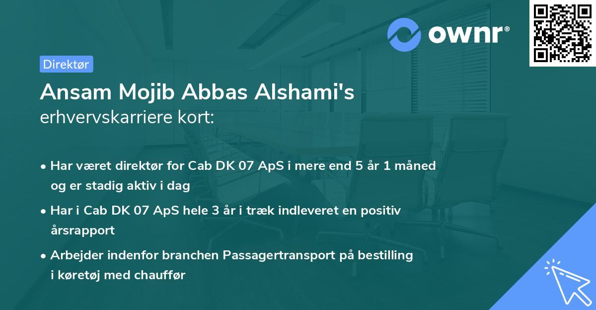 Ansam Mojib Abbas Alshami's erhvervskarriere kort