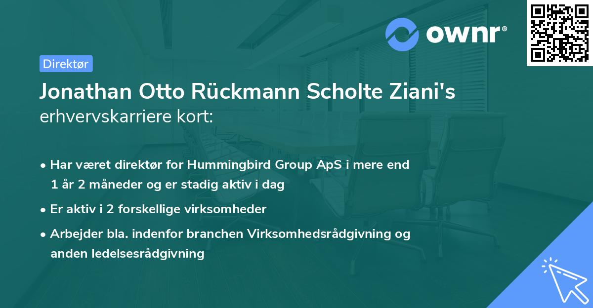 Jonathan Otto Rückmann Scholte Ziani's erhvervskarriere kort