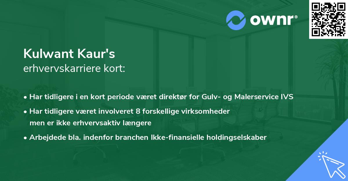 Kulwant Kaur's erhvervskarriere kort