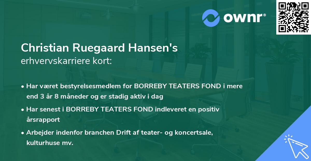 Christian Ruegaard Hansen's erhvervskarriere kort