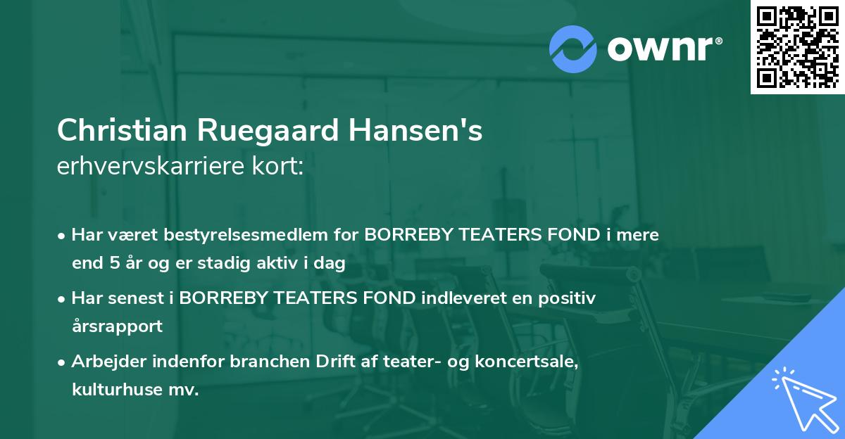 Christian Ruegaard Hansen's erhvervskarriere kort