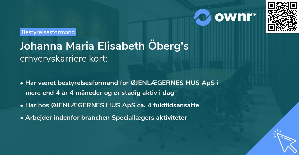 Johanna Maria Elisabeth Öberg's erhvervskarriere kort