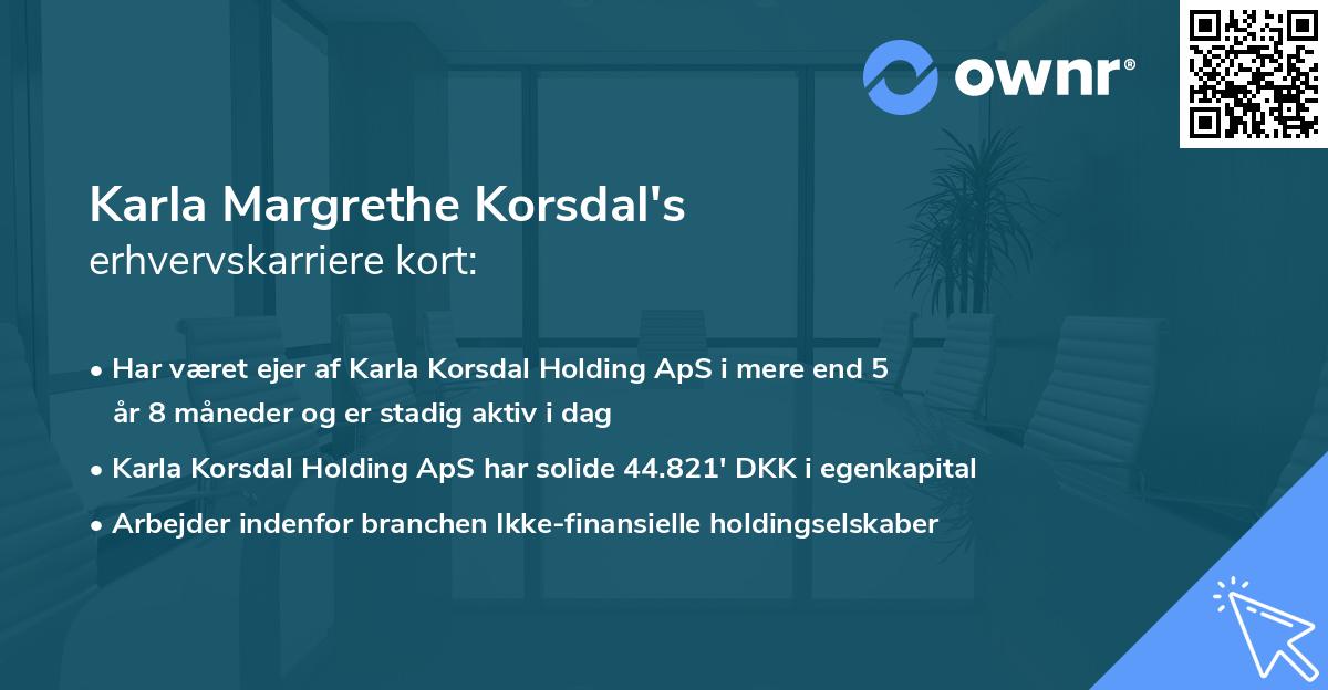 Karla Margrethe Korsdal's erhvervskarriere kort