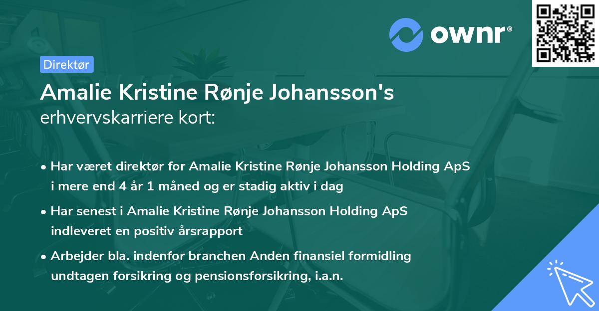 Amalie Kristine Rønje Johansson's erhvervskarriere kort