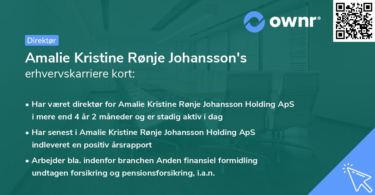 Amalie Kristine Rønje Johansson's erhvervskarriere kort