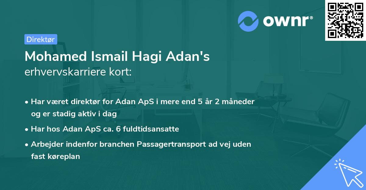 Mohamed Ismail Hagi Adan's erhvervskarriere kort