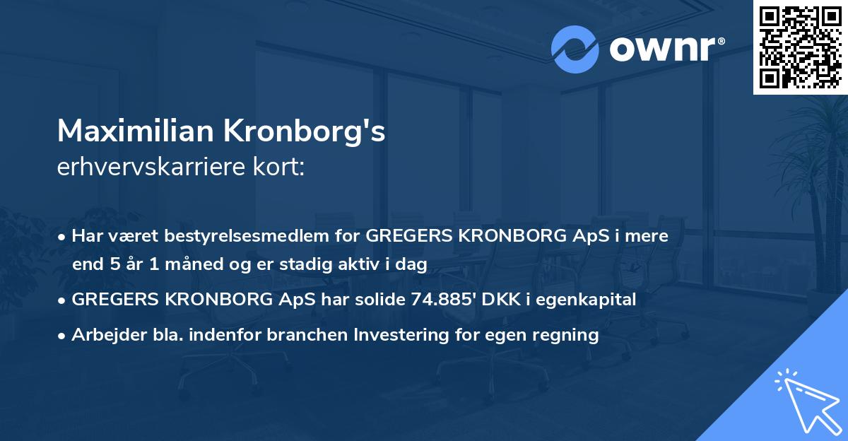 Maximilian Kronborg's erhvervskarriere kort