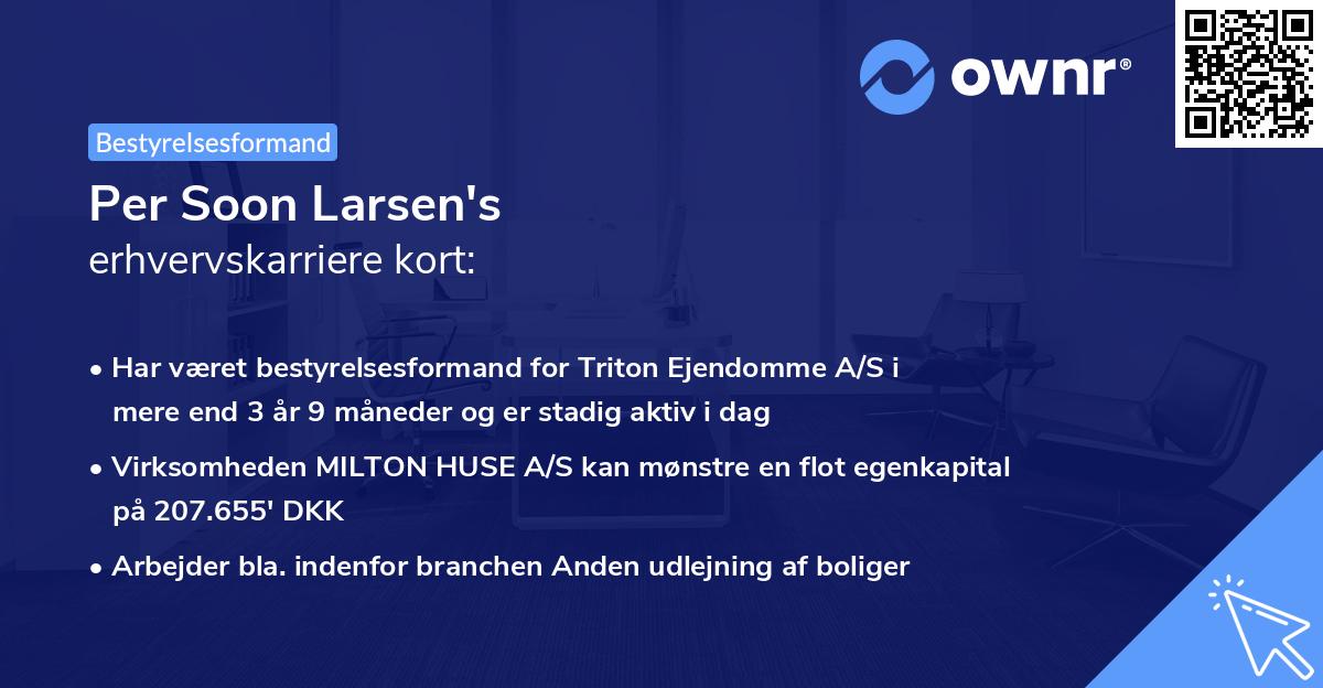 Per Soon Larsen's erhvervskarriere kort