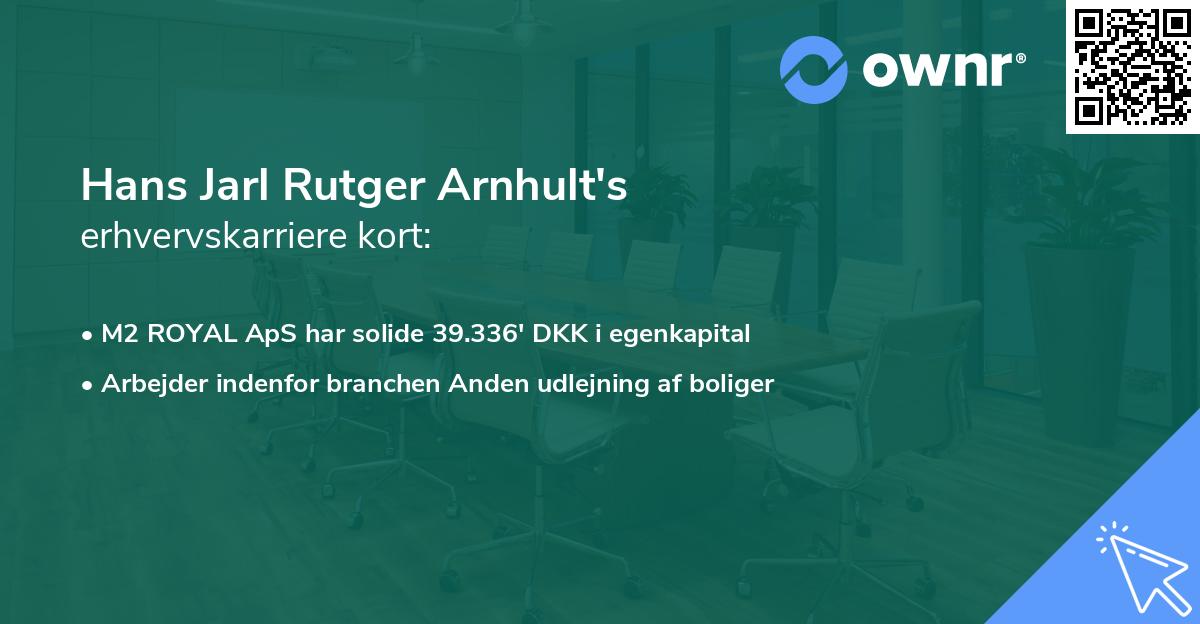 Hans Jarl Rutger Arnhult's erhvervskarriere kort