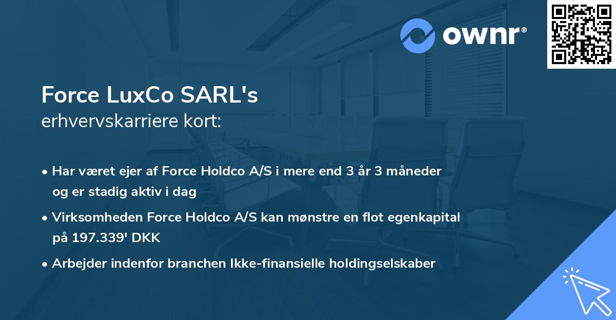 Force LuxCo SARL's erhvervskarriere kort