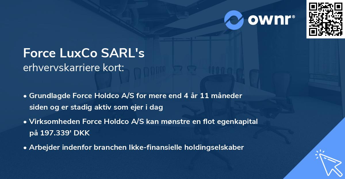 Force LuxCo SARL's erhvervskarriere kort