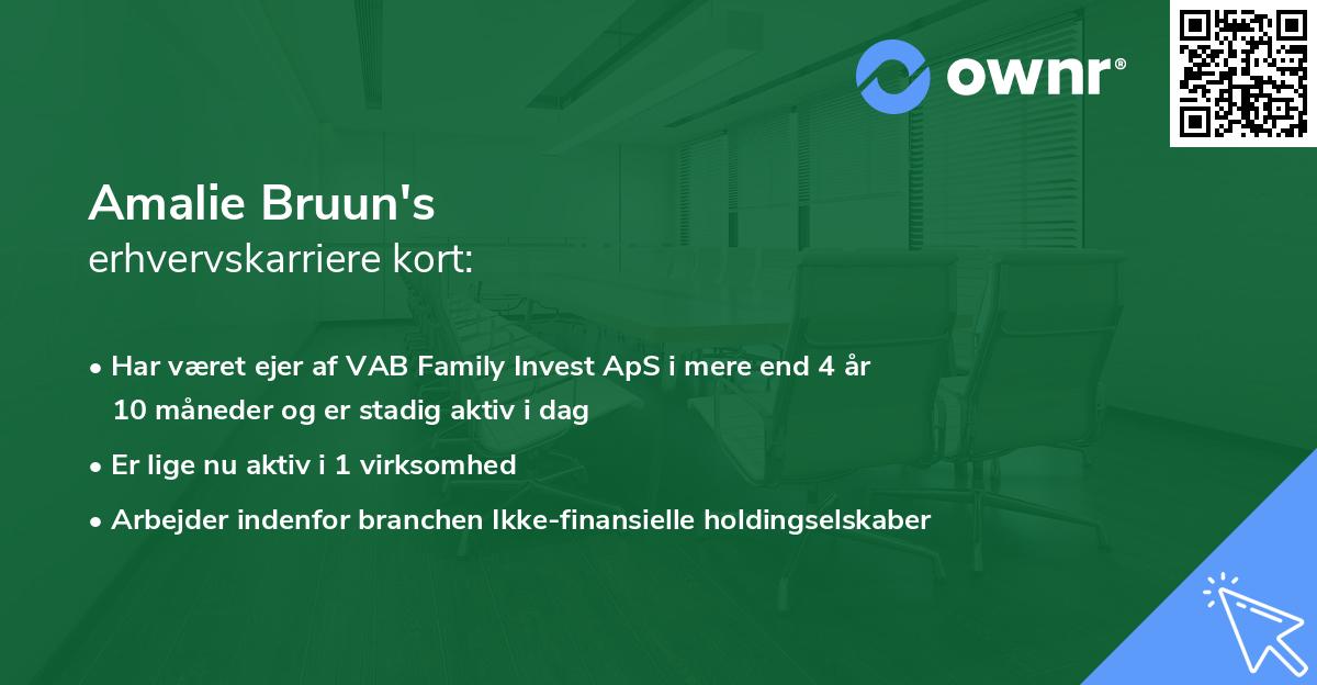 Amalie Bruun's erhvervskarriere kort