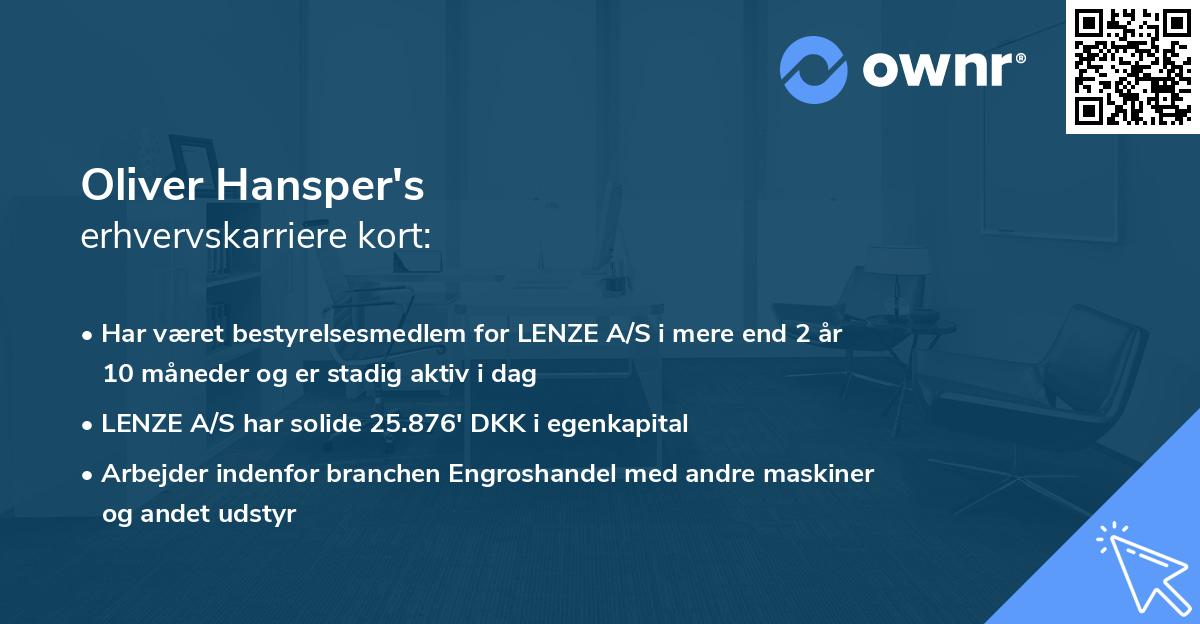 Oliver Hansper's erhvervskarriere kort