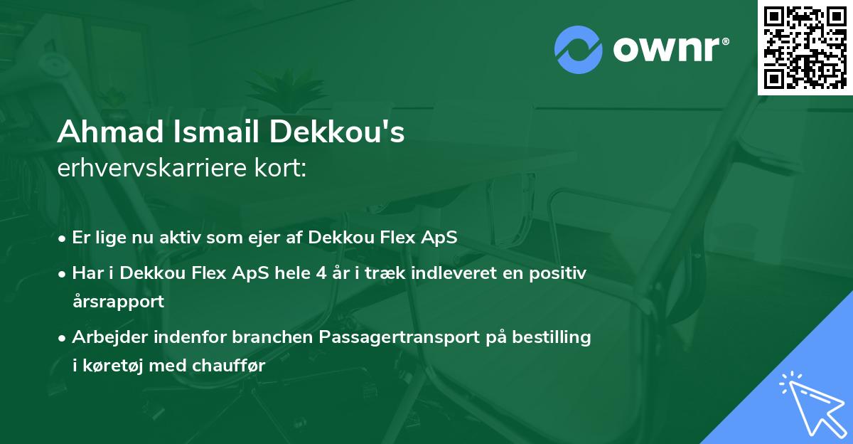 Ahmad Ismail Dekkou's erhvervskarriere kort