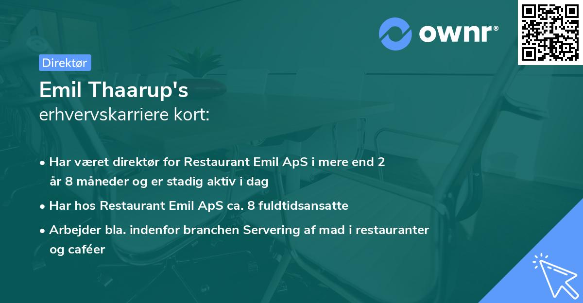 Emil Thaarup's erhvervskarriere kort
