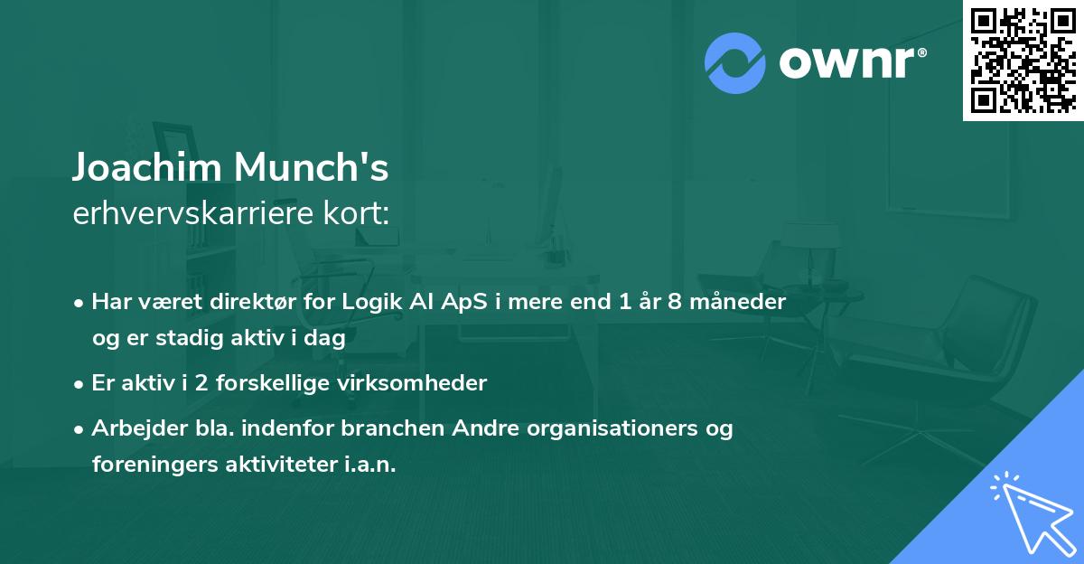 Joachim Munch's erhvervskarriere kort