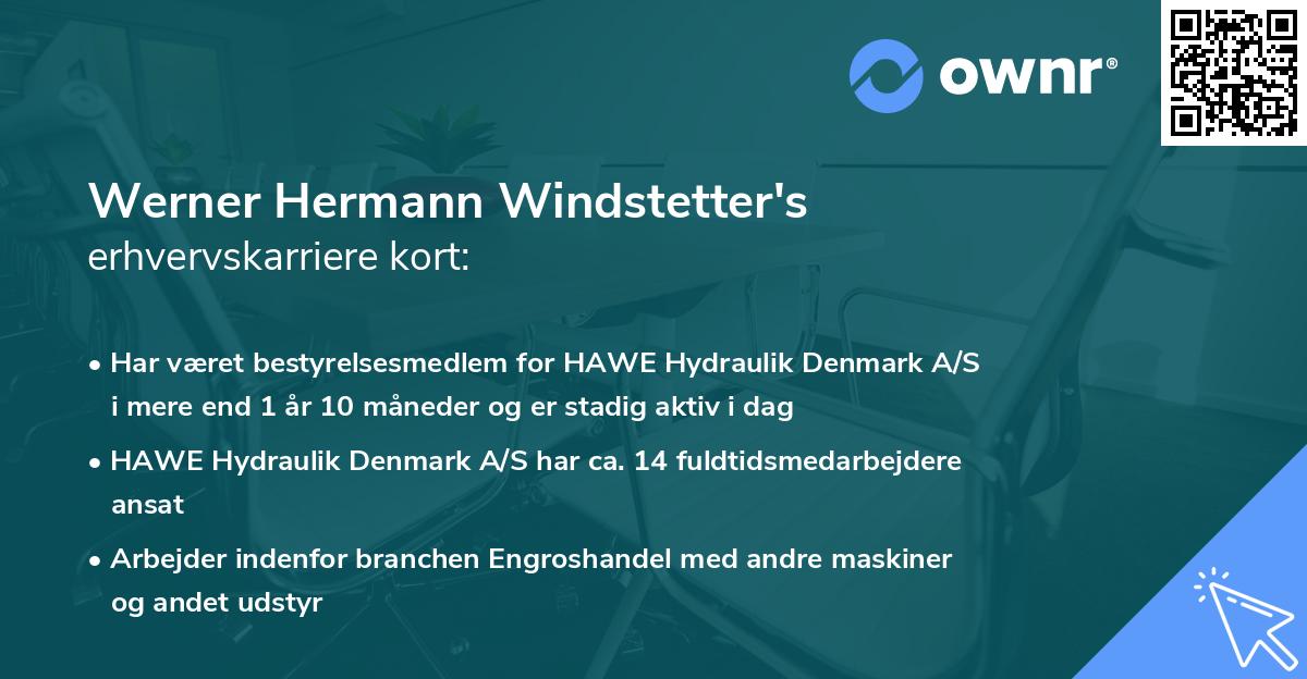 Werner Hermann Windstetter's erhvervskarriere kort